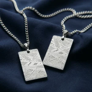 The Quiet Pair — Matching Aletai Meteorite Dog Tag Necklaces